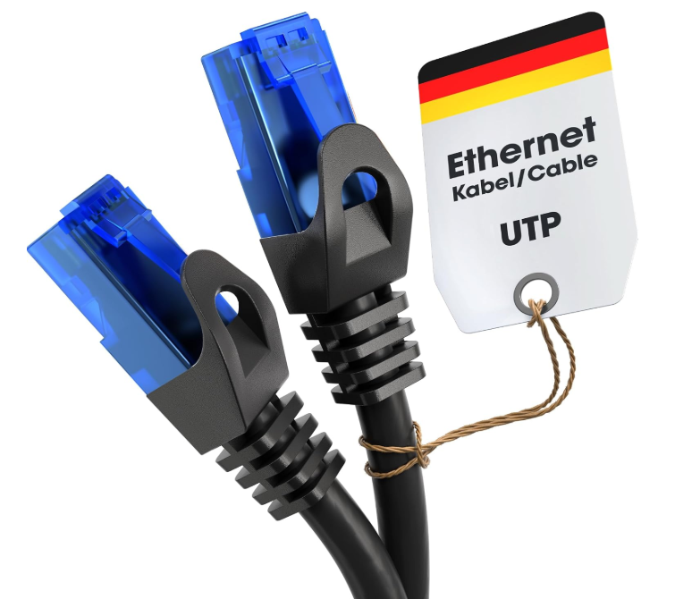 KabelDirekt – Ethernet Kablosu 10Gbit/s – 1,5m, siyah